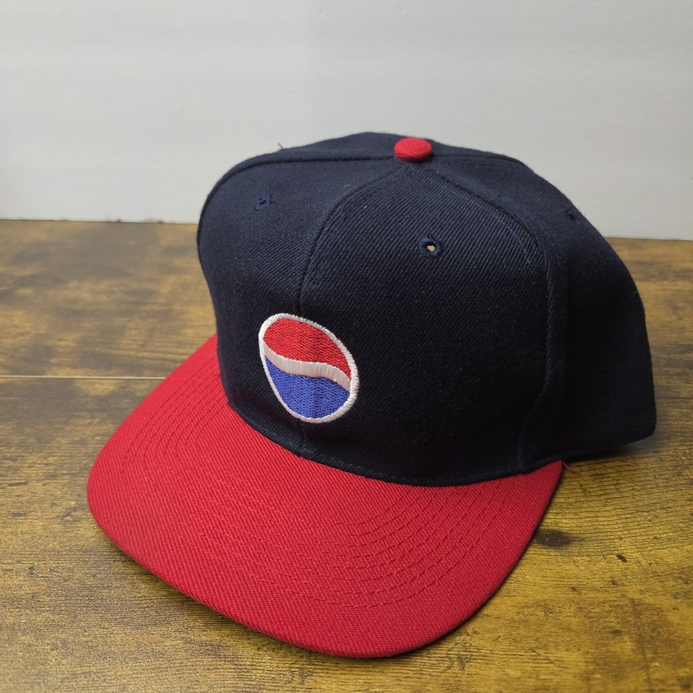 Vintage Pepsi Cola Globe Logo Snapback Hat Navy Red Green Underbrim Otto Cap 90s - Picture 2 of 7
